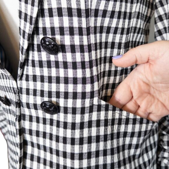 Veronica Beard NEW Caldwell Dickey Double Breasted Blazer Gingham Black White 6 - Picture 6 of 16